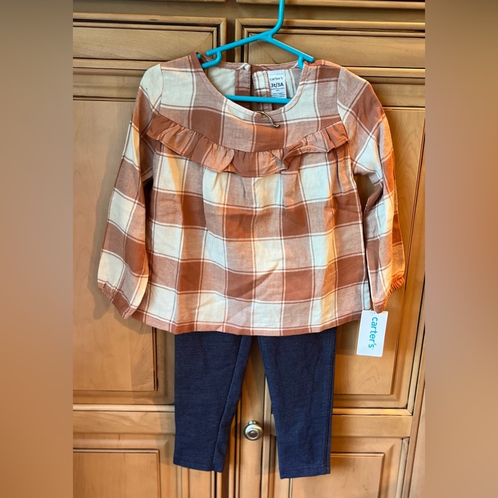 NWT Carter’s Toddler Girls 2pc Flannel Top & Legging Set - Picture 2 of 11